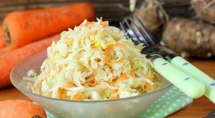Salad made of carring of sauerkraut and jerusalem